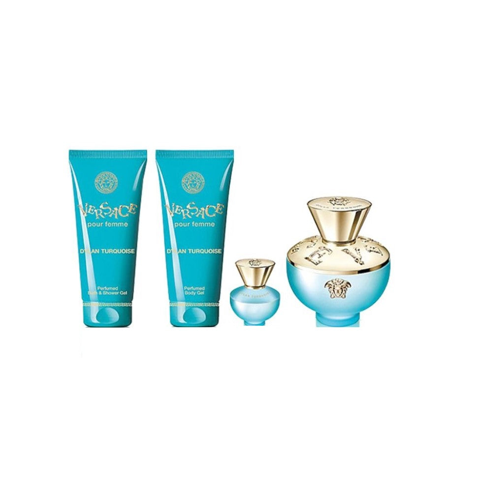 VERSACE POUR FEMME DYLAN TURQUOISE GIFT SET 100ML EDT +100MLS/G+100MLB/L+5ML EDT