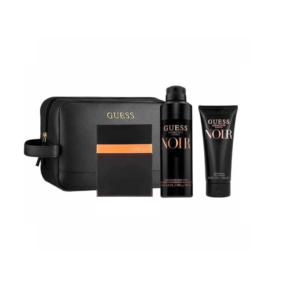 Guess Seductive Homme Noir Set EDT100ML+Body Spray226ML+SG100ML+Pouch (For Men)